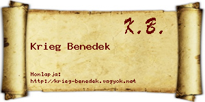Krieg Benedek névjegykártya